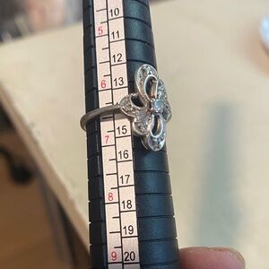 Elegant white 10k gold and Diamond Flower Ring